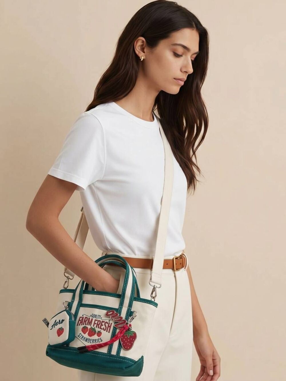 🇬🇪🔥NWT Aéropostale Farm Fresh Strawberries Mini Canvas Tote Crossbody